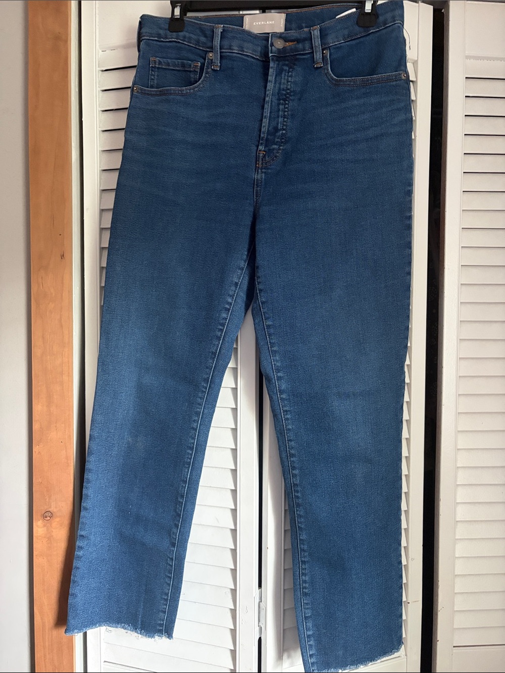 Everlane Mid-Blue High-Rise Cropped Straight Jeans